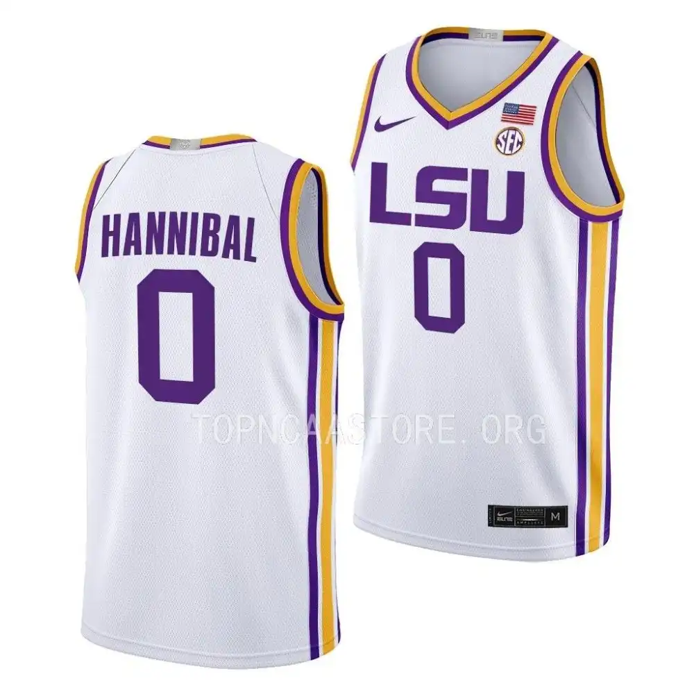 Men's LSU Tigers Trae Hannibal #0 White Limited 2022-23 NCAA Basketball Jersey